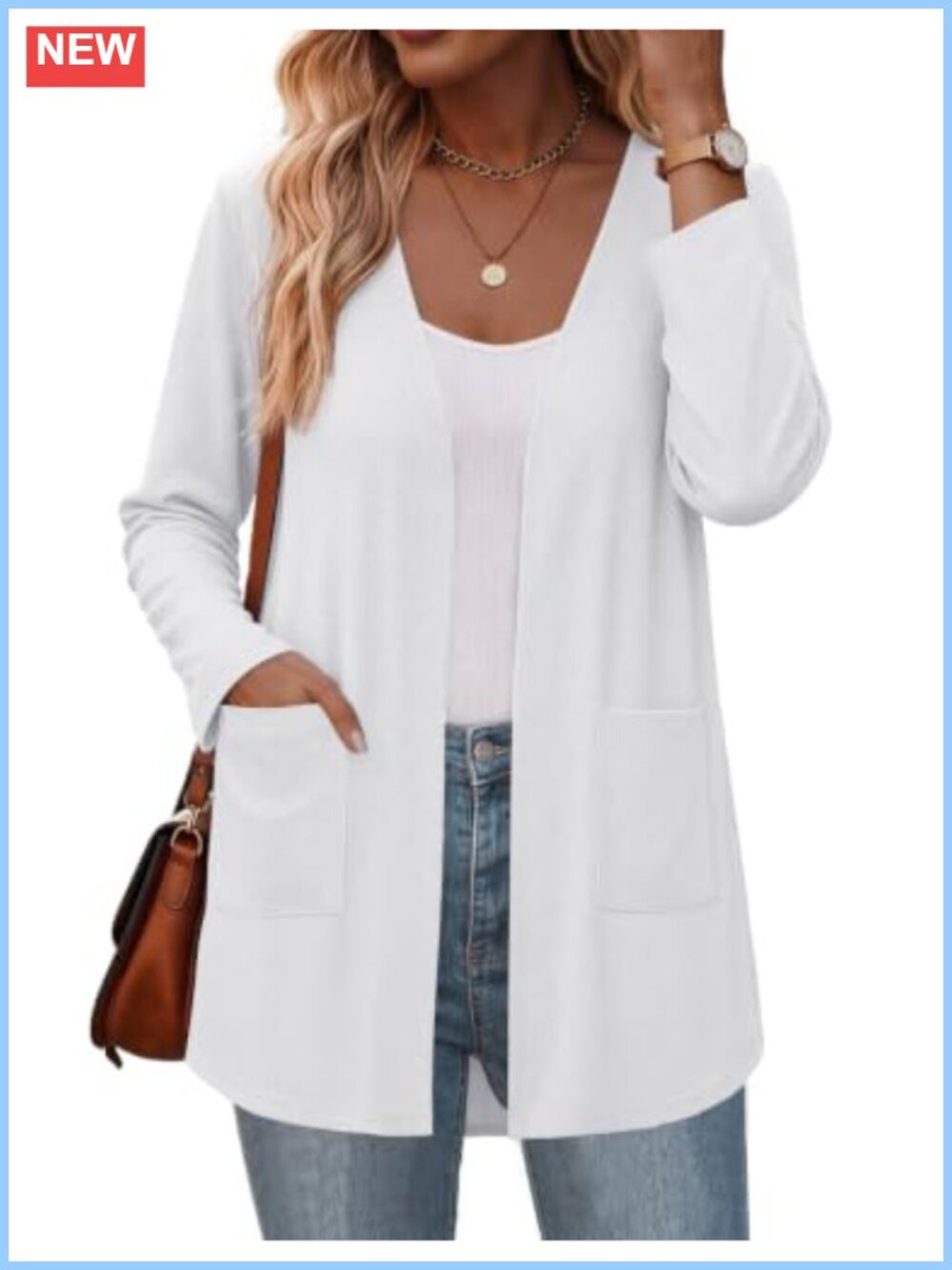 Zeagoo Lightweight Open Front Cardigan Sweater with Pockets Loose Fit
